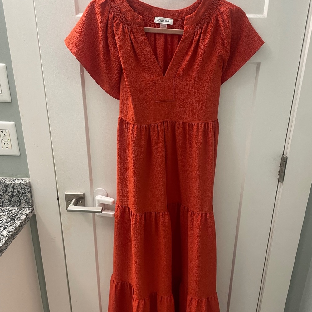 Calvin Klein Women's Orange Midi Dress